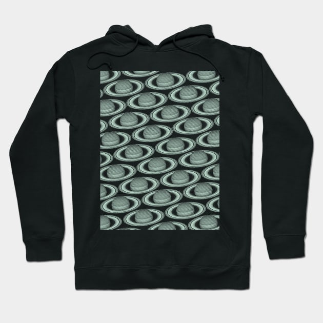 Minimalistic Saturnal Glitch Pattern, aka Invasion of Flatland Mint on Sailor Blue Hoodie by pelagio